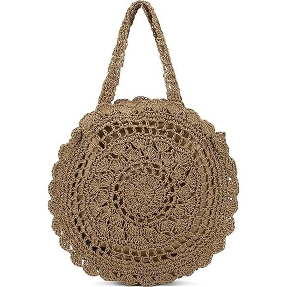 Kiss Sea Handbags - BOGO. Boho Handmade Woven Straw Bag Dark Brown Beach Tote, BOGO Buy 1 Get 1 Free